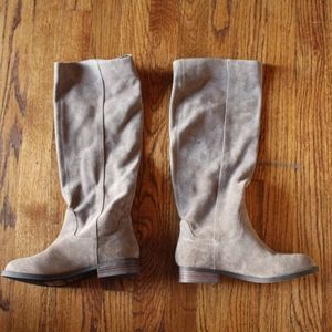 Soft Suede Dark Grey Taupe Tall Boots, Size 6 NEW